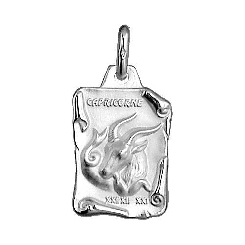 Pendentif en argent brillant parchemin zodiaque Capricorne