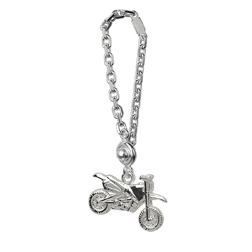 Porte-clef en argent moto cross