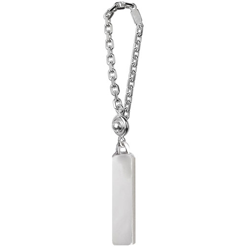 Porte-clef en argent plaque rectangulaire longue à graver