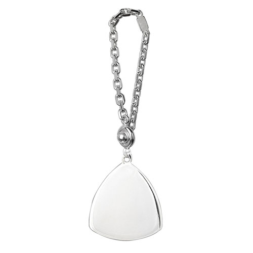 Porte-clef en argent avec plaque triangulaire à graver