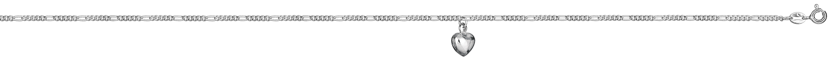 Chaîne de cheville en argent avec pampille petit coeur – longueur 23cm