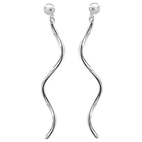 Boucles d&rsquo;oreilles pendantes en argent zig-zag suspendu et fermoir poussette