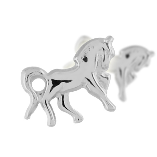 Boucles d’oreilles en argent cheval et fermoir poussette