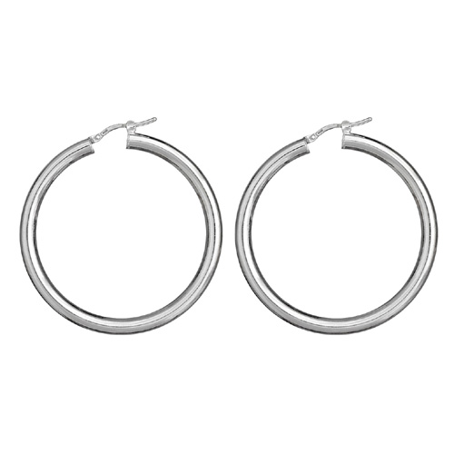 Créoles en Argent fil lisse en 4mm et diamètre 45mm