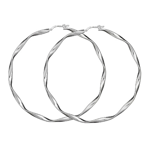 Créoles en argent torsadées diamètre 64mm