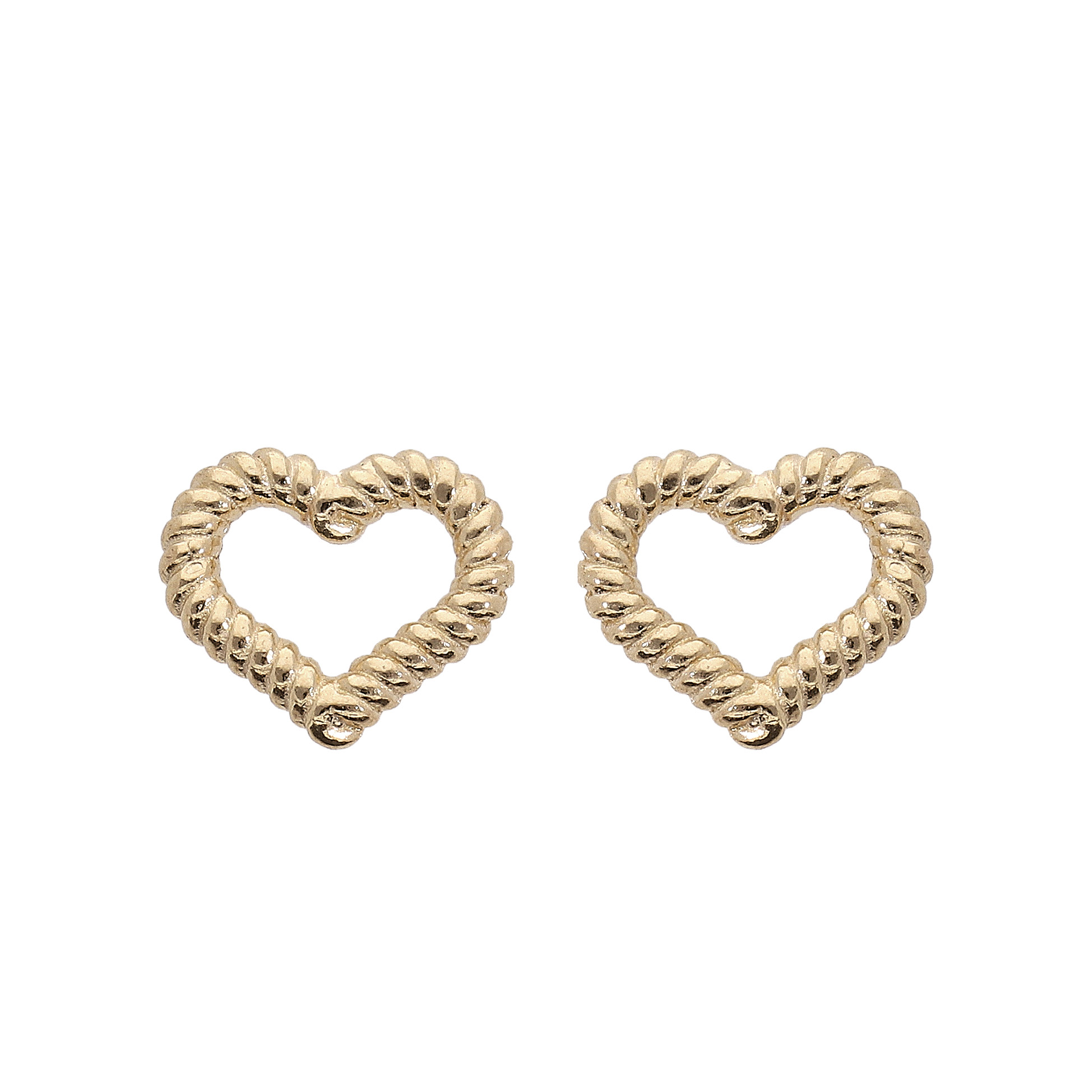 Boucles d’oreille en argent rhodié et dorure jaune coeur torsadé ajouré et fermoir poussette