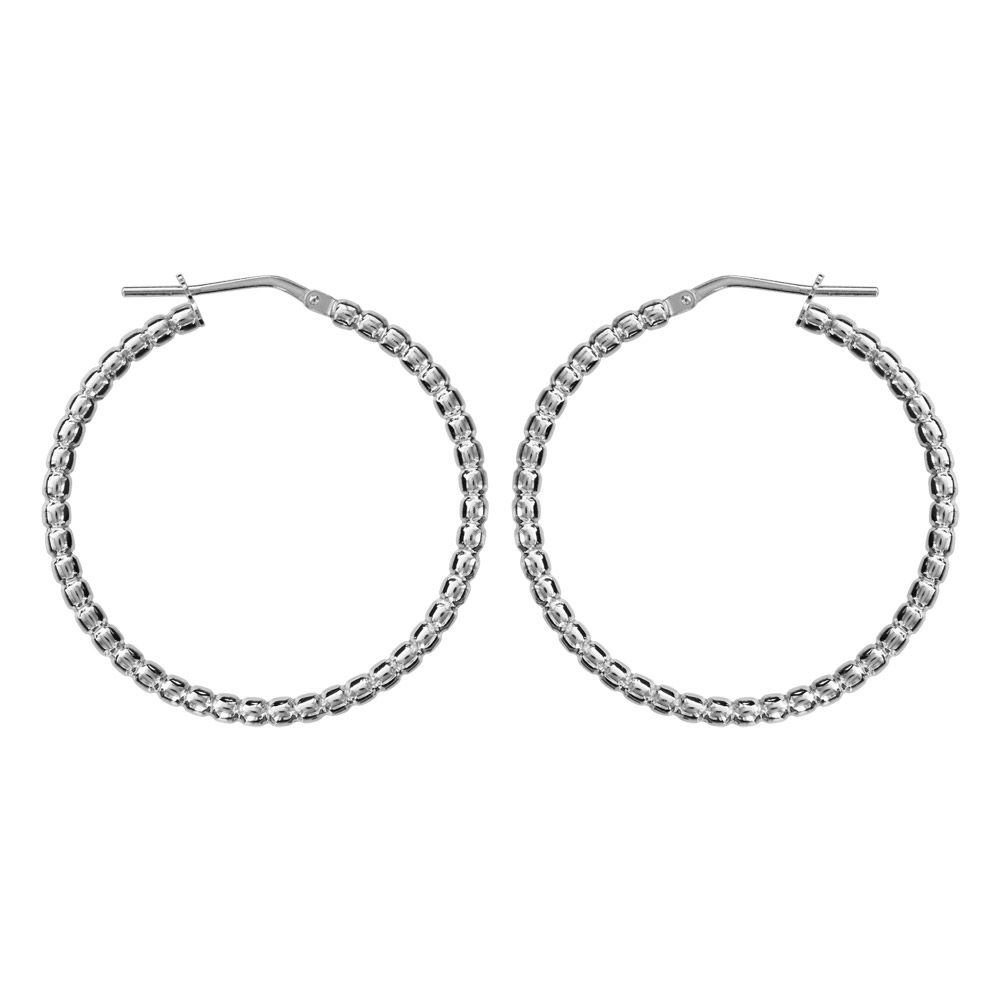 Créoles en Argent rhodié fantaisies boules diamètre 35mm