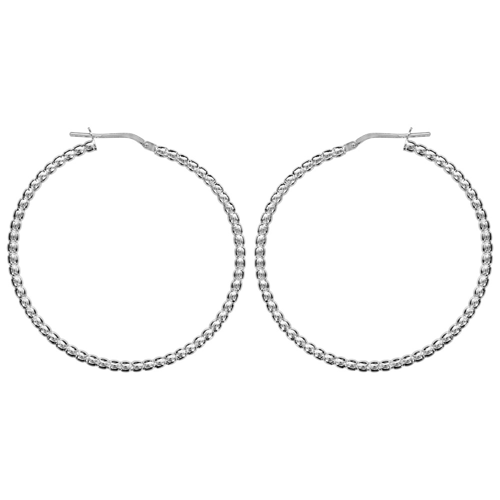 Créoles en Argent rhodié fantaisies boules diamètre 44mm