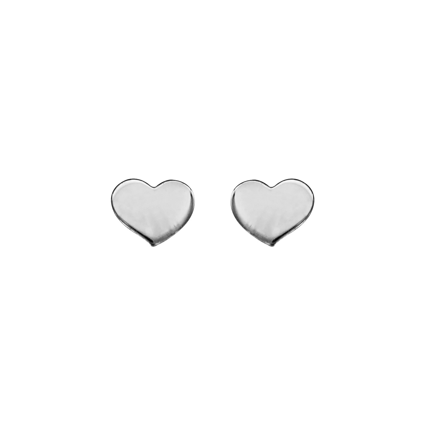 Boucles d’oreilles en argent rhodié petit coeur lisse et fermoir poussette