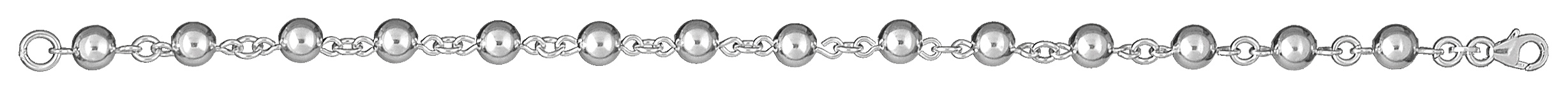 Bracelet en argent boules marseillaises largeur 6mm et longueur 19cm