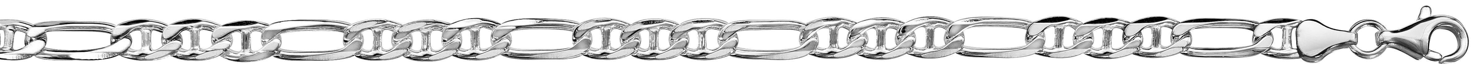 Chaîne en argent rhodié maille marine alternée 1+3 – largeur 6mm et longueur 50cm