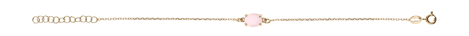 Bracelet argent doré oxyde ovale 8 x 6mm rose opaque 1réglable 16 à 19cm