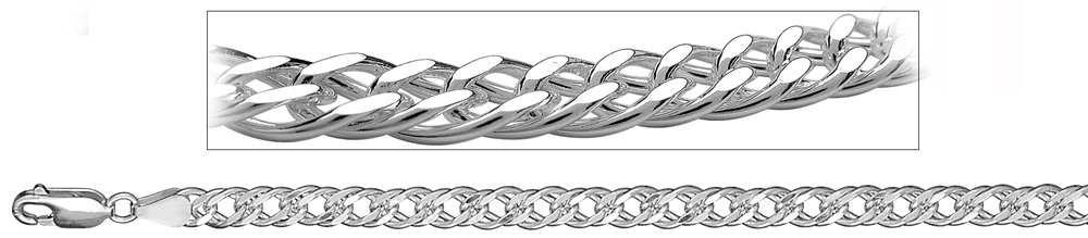 Bracelet en argent chaîne double mailles croisées souples – largeur 5,5mm et longueur 18cm