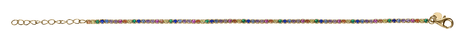 Bracelet argent doré riviere oxydes multi couleur sertis diamètre 2.5mm réglable 16 à 19cm