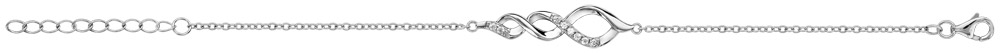 Bracelet en argent rhodié chaîne avec torsade lache ornée d’oxydes blancs sertis au milieu – longueur 15cm + 3cm de rallonge