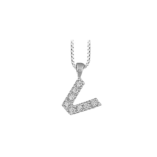Collier en argent rhodié chaîne avec pendentif initiale V ornée d’oxydes blancs – longueur 45cm