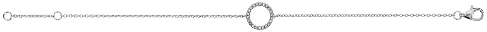 Bracelet en argent rhodié chaîne avec 1 anneau orné d’oxydes blancs sertis au milieu – longueur 16cm + 2cm de rallonge