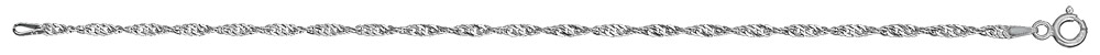 Bracelet en argent rhodié chaîne maille Singapour – largeur 2mm – longueur 18cm