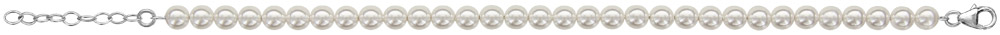 Bracelet en argent rhodié et perles Swarovski blanches de 5mm – longueur 18cm + 3cm de rallonge