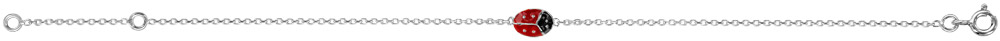 Bracelet pour enfant en argent avec petite coccinelle – longueur 14cm + 2cm de rallonge