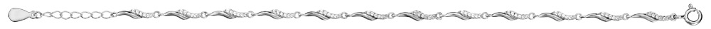 Bracelet en argent rhodié chaîne en mailles volutesmoitié lisse et moitié ornée d’oxydes blancs sertis – longueur 17cm + 3cm de rallonge