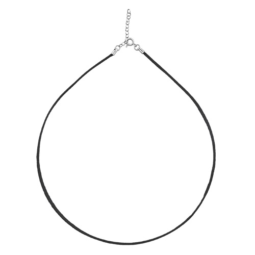 Cordon en coton noir lisse et fermoir en argent rhodié – longueur 40cm + 5cm de rallonge