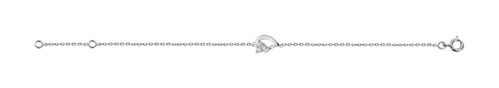 Bracelet en argent rhodié chaîne avec goutte et oxydes blancs sertis 16cm + 2cm