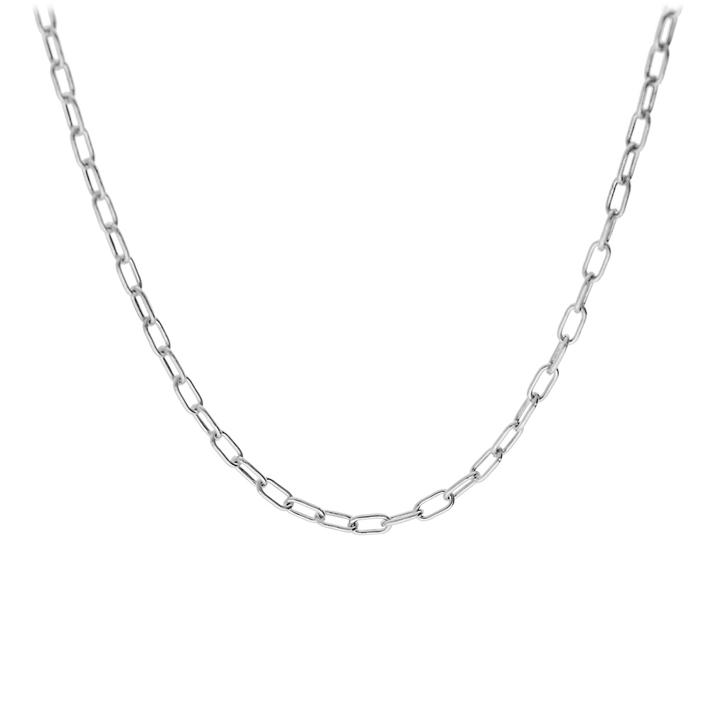 Chaîne en argent rhodié maille rectangulaire longueur 40+5cm