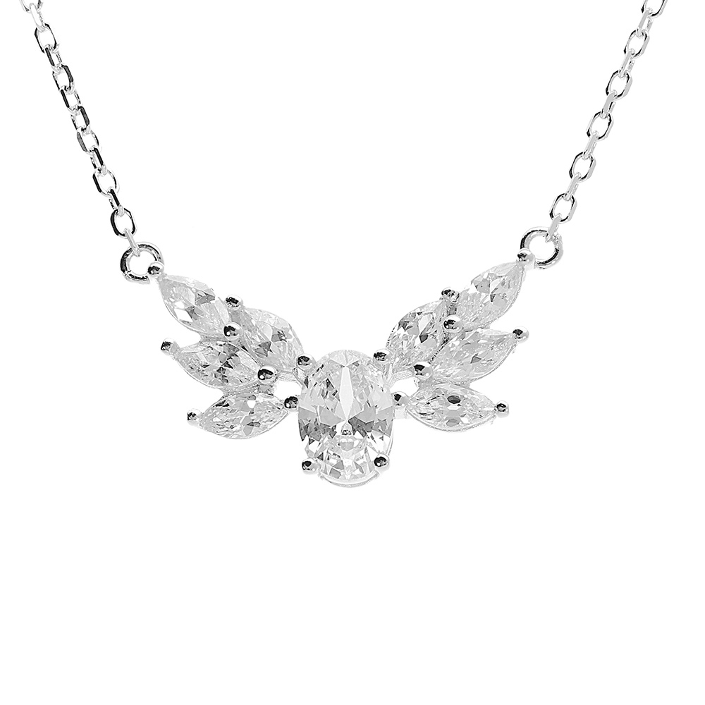 Collier argent rhodié oxydes blancs réglable 42 à 45cm