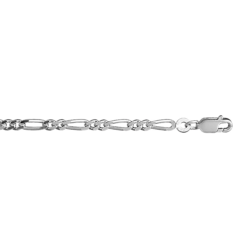 Bracelet en argent chaîne maille figaro 1+2 largeur 3mm et longueur 18cm