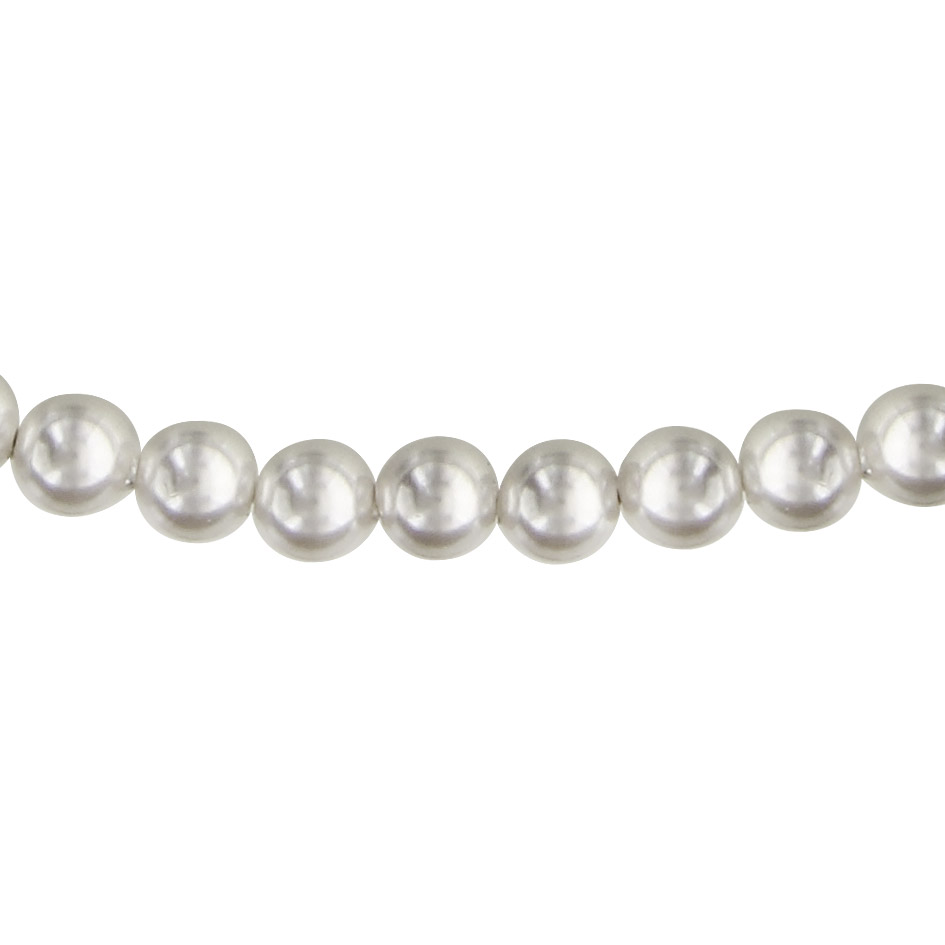 Collier en argent rhodié et perles Swarovski blanches de 5mm – longueur 45cm + 5cm de rallonge