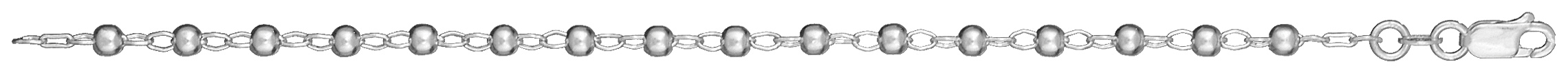 Bracelet en argent chaîne maille boules largeur 4mm et longueur 19cm