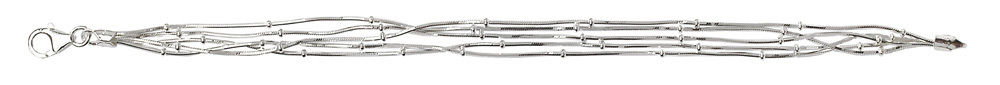 Bracelet en argent plusieurs fils mêlés ornés de petites boules lisses – longueur 19cm