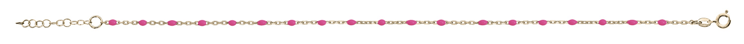 Chaîne de cheville en argent et dorure jaune avec perles rose fluo 23+3cm