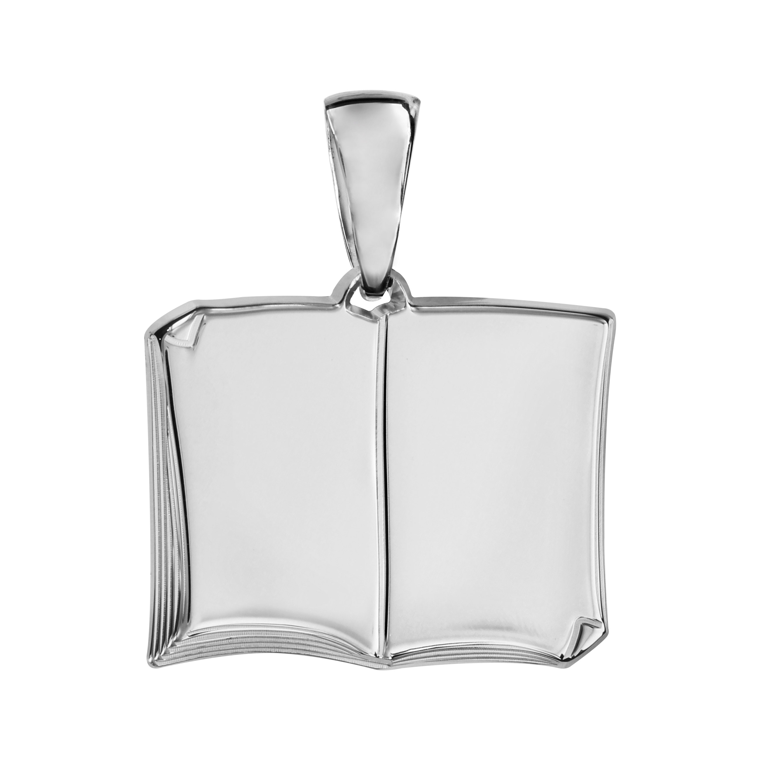 Pendentif en argent livre ouvert à graver grand modèle – plaque prestige