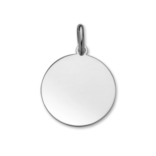 Pendentif en argent rhodié médaille à graver grand modèle diamètre 24mm – plaque fine