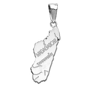 Pendentif en argent rhodié carte de Madagascar