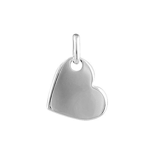 Pendentif argent rhodié coeur plat troué