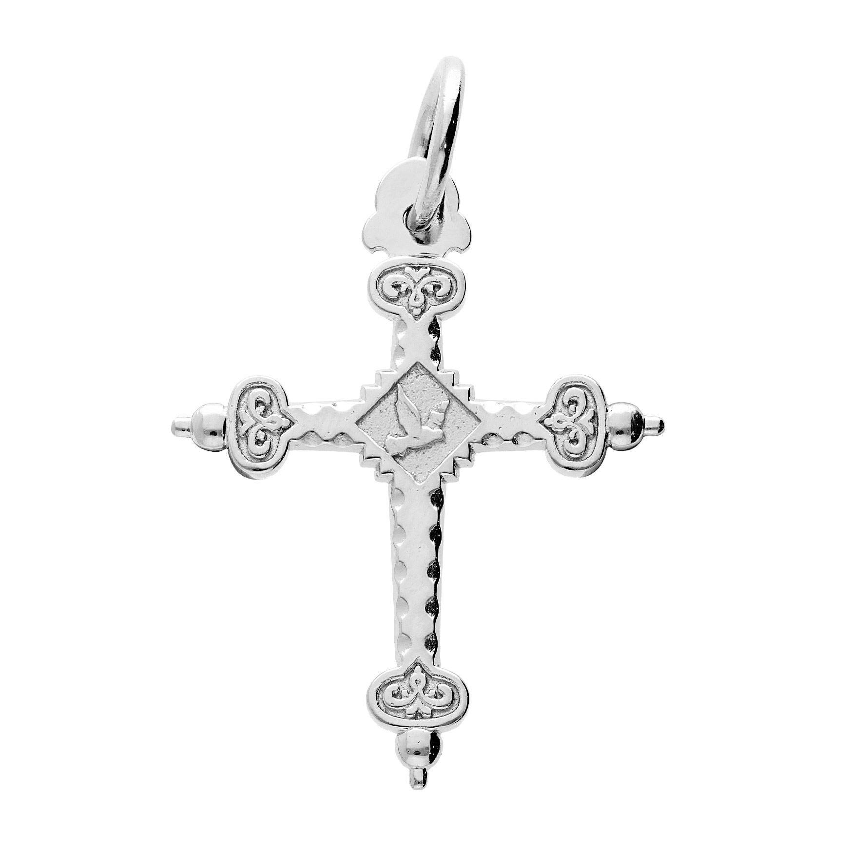 Pendentif en argent platiné croix de savoie motif recto/verso grand modèle