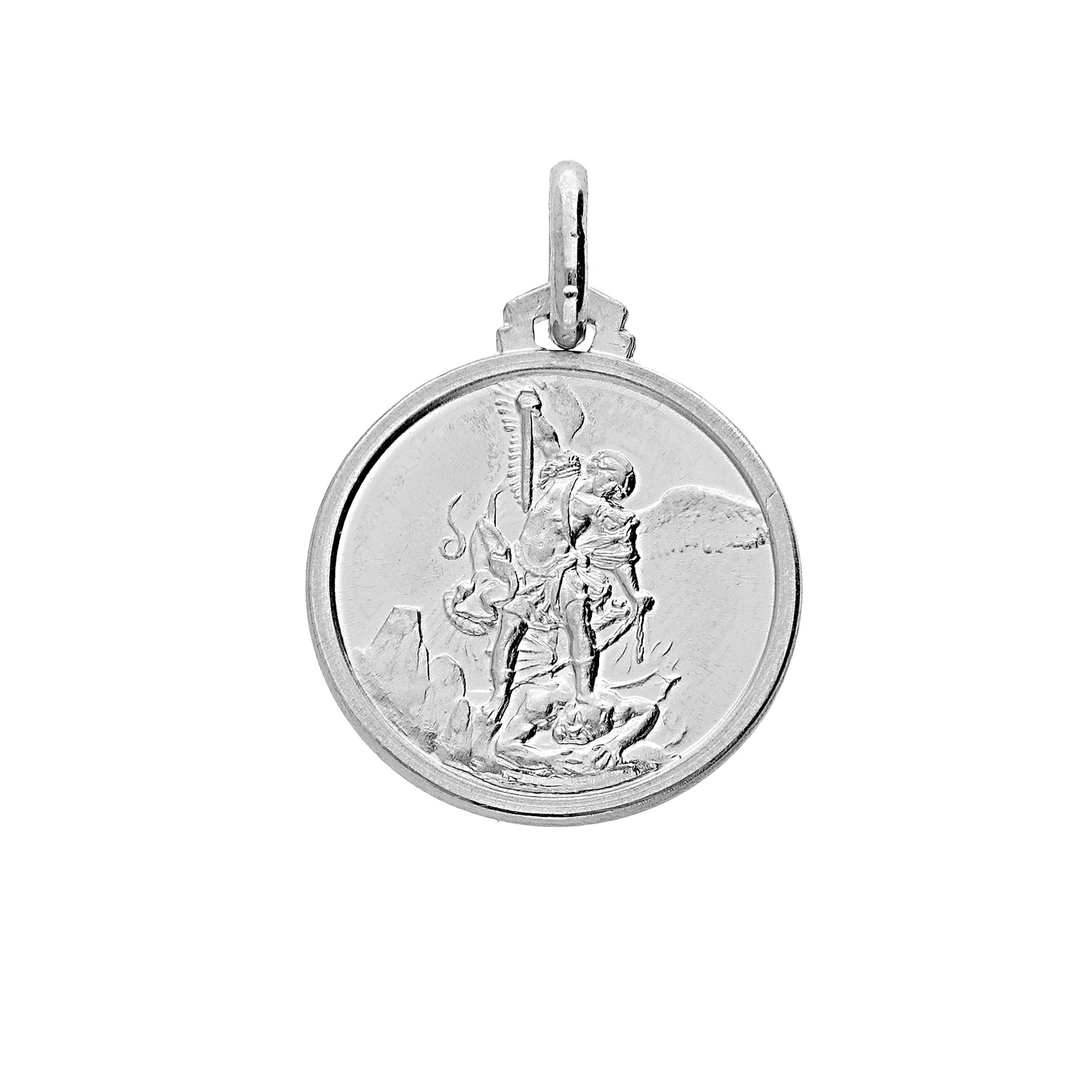 médaille en argent rhodié Saint-michel 18mm