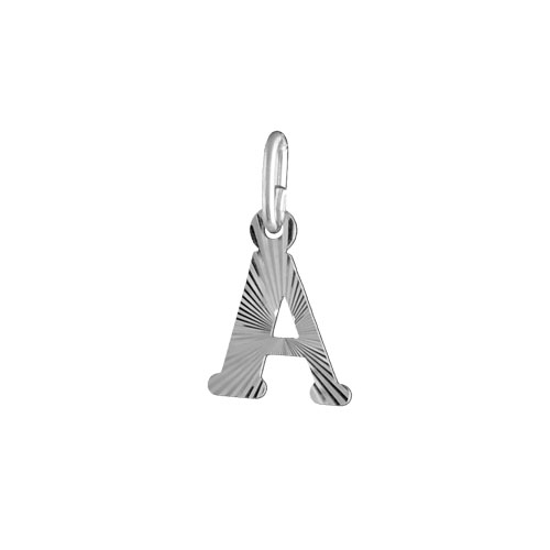 Pendentif en argent rhodié lettre A striées