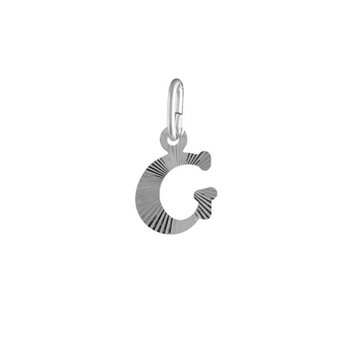 Pendentif en argent rhodié lettre G striées