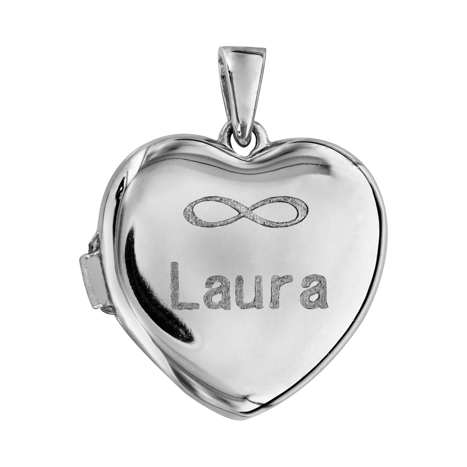 Pendentif en argent rhodié cassolette coeur – dimension 20mm – possibilité d’insérer 1 ou 2 photos droite et gauche