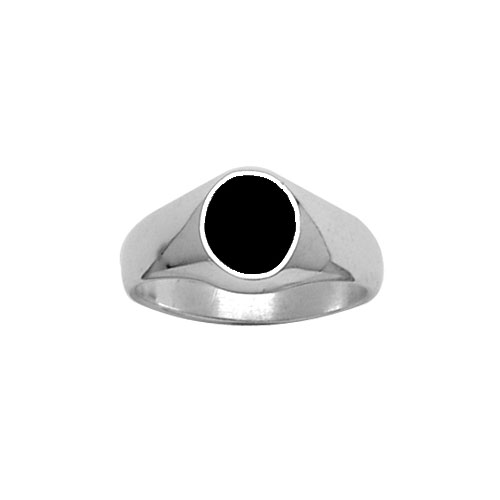 Chevalière en argent plateau ovale 10mm X 8mm en onyx synthétique