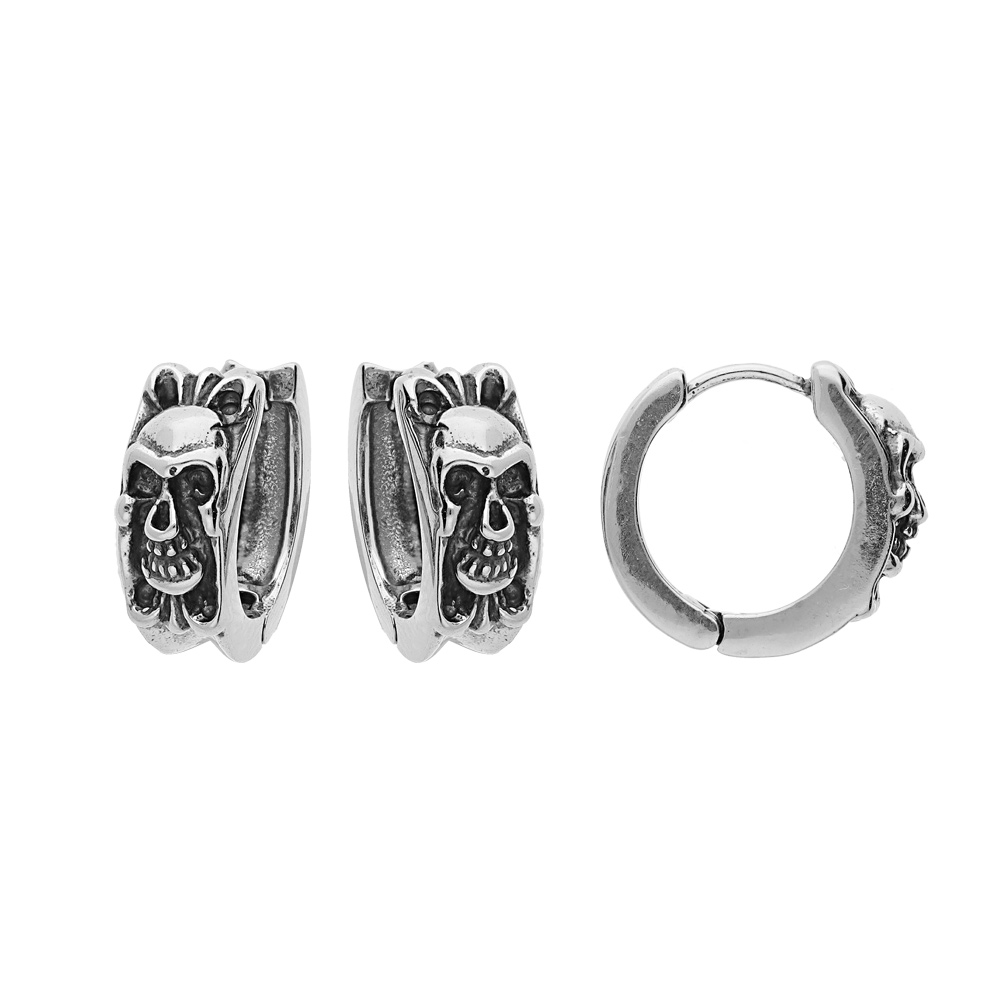 Créoles en acier avec tête de mort