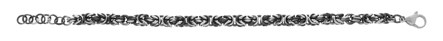 Bracelet en acier patiné maille royale 19+3cm
