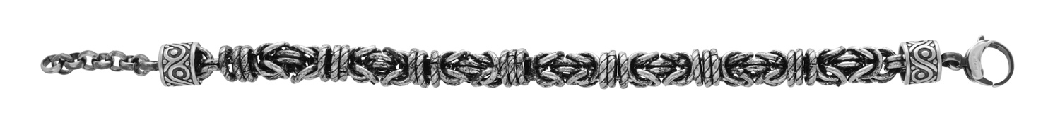 Bracelet en acier patiné grosse maille royale 21+2cm