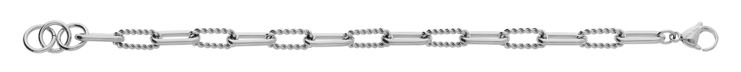 Bracelet en acier maille rectangulaire et torsadée modèle fin 19+2 cm