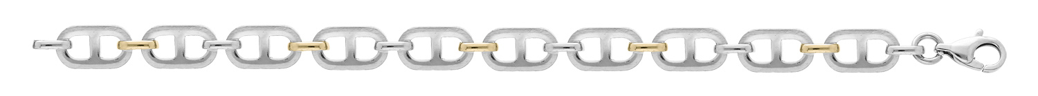 Bracelet en acier maille grain de café plate bicolore longueur 21cm