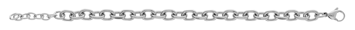 Bracelet en acier maillons ovales 19,5+3cm